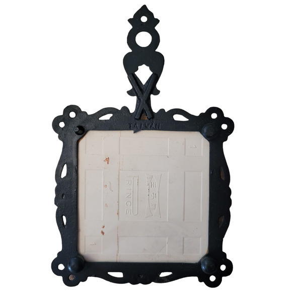 Vintage Tile and Iron with Saying Raised Trivet Pot Stand Wall Kitchen Décor - Picture 3 of 9